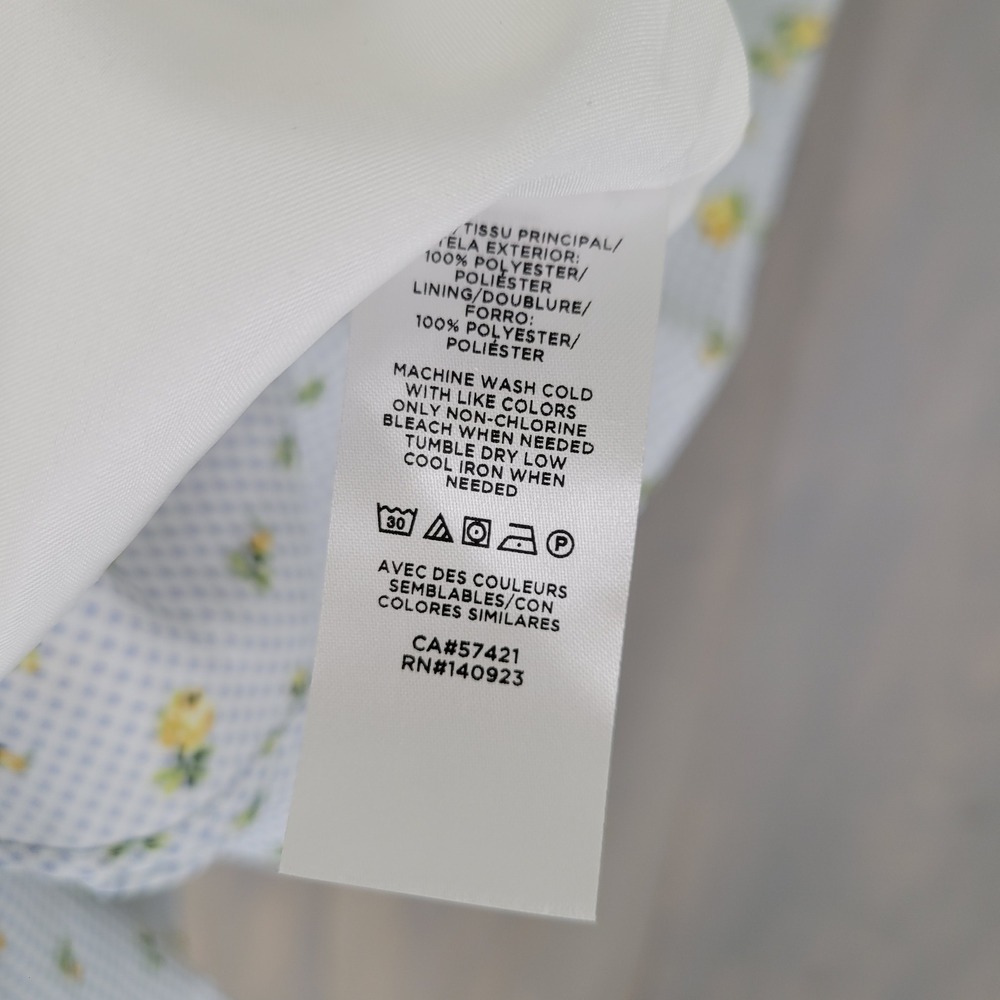LOFT Wrap Dress Womens 0 Blue Gingham Yellow Floral Flutter Sleeve Ruffle NEW - Picture 10 of 10